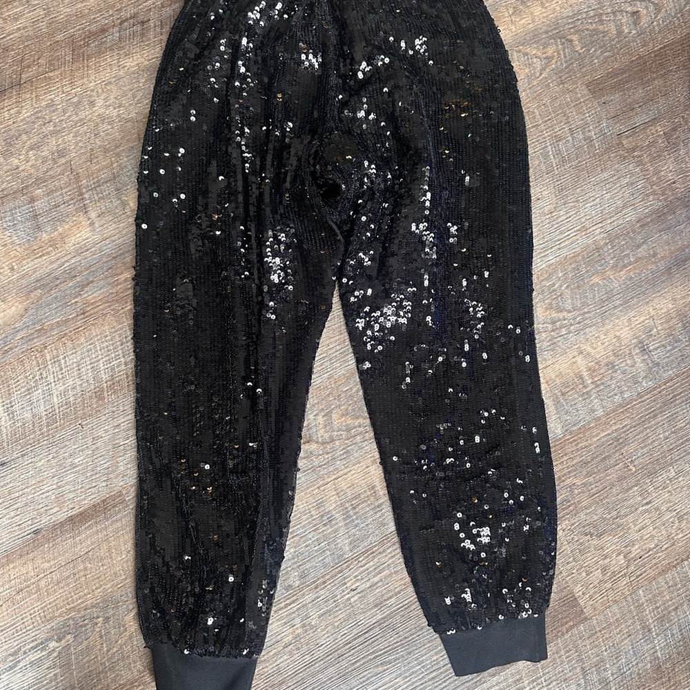 Alice + Olivia Black Sequin Joggers